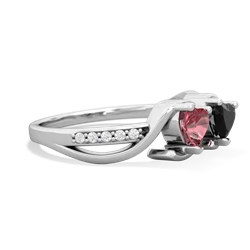 Pink Tourmaline Side By Side 14K White Gold ring R3090