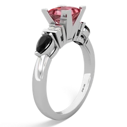 Pink Tourmaline 6Mm Princess Eternal Embrace Engagement 14K White Gold ring C2002