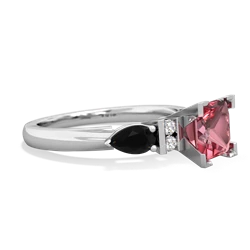 Pink Tourmaline 6Mm Princess Eternal Embrace Engagement 14K White Gold ring C2002