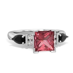 Pink Tourmaline 6Mm Princess Eternal Embrace Engagement 14K White Gold ring C2002