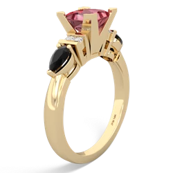 Pink Tourmaline 6Mm Princess Eternal Embrace Engagement 14K Yellow Gold ring C2002