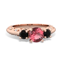 Pink Tourmaline Art Deco Eternal Embrace Engagement 14K Rose Gold ring C2003