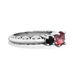 Pink Tourmaline Art Deco Eternal Embrace Engagement 14K White Gold ring C2003