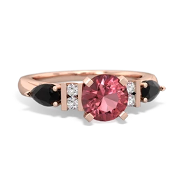 Pink Tourmaline 6Mm Round Eternal Embrace Engagement 14K Rose Gold ring R2005