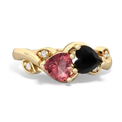 Pink Tourmaline Floral Elegance 14K Yellow Gold ring R5790