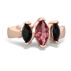 Pink Tourmaline Three Peeks 14K Rose Gold ring R2433