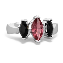 Pink Tourmaline Three Peeks 14K White Gold ring R2433