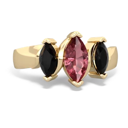 Pink Tourmaline Three Peeks 14K Yellow Gold ring R2433