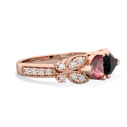 Pink Tourmaline Diamond Butterflies 14K Rose Gold ring R5601