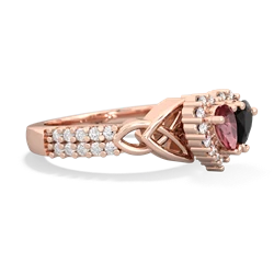 Pink Tourmaline Celtic Knot Two Hearts As One 14K Rose Gold ring R2644HRT