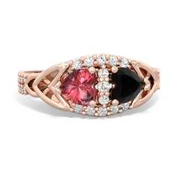 Pink Tourmaline Sparkling Celtic Knot 14K Rose Gold ring R2645