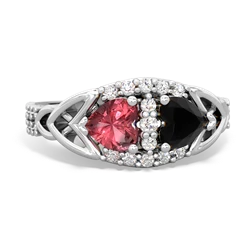 Pink Tourmaline Sparkling Celtic Knot 14K White Gold ring R2645