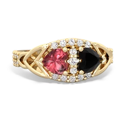 Pink Tourmaline Sparkling Celtic Knot 14K Yellow Gold ring R2645