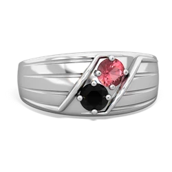 Pink Tourmaline Men's Streamline 14K White Gold ring R0460