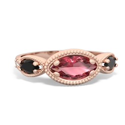 Pink Tourmaline Milgrain Marquise 14K Rose Gold ring R5700