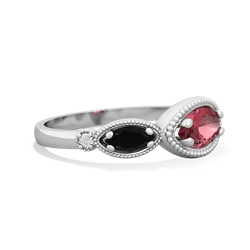 Pink Tourmaline Milgrain Marquise 14K White Gold ring R5700