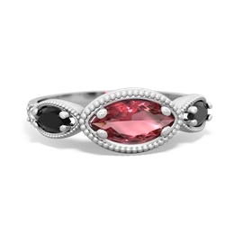 Pink Tourmaline Milgrain Marquise 14K White Gold ring R5700