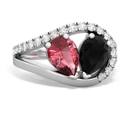 Pink Tourmaline Nestled Heart Keepsake 14K White Gold ring R5650