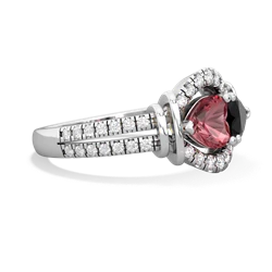 Pink Tourmaline Art-Deco Keepsake 14K White Gold ring R5630