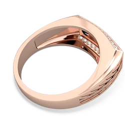 Pink Tourmaline Three Stone Tire Tread Men's 14K Rose Gold ring R0520