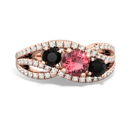 Pink Tourmaline Three Stone Aurora 14K Rose Gold ring R3080