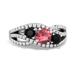 Pink Tourmaline Three Stone Aurora 14K White Gold ring R3080