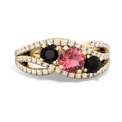 Pink Tourmaline Three Stone Aurora 14K Yellow Gold ring R3080