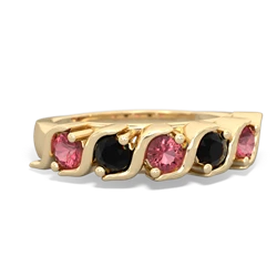 Pink Tourmaline Anniversary Band 14K Yellow Gold ring R2089