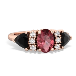 Pink Tourmaline Antique Style Three Stone 14K Rose Gold ring R2186