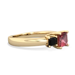 Pink Tourmaline Three Stone Trellis 14K Yellow Gold ring R4015