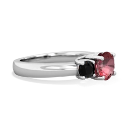 Pink Tourmaline Three Stone Round Trellis 14K White Gold ring R4018