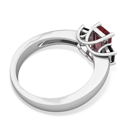 Pink Tourmaline Three Stone Emerald-Cut Trellis 14K White Gold ring R4021