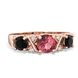 Pink Tourmaline Hugs And Kisses 14K Rose Gold ring R5016