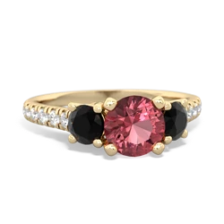 Pink Tourmaline Pave Trellis 14K Yellow Gold ring R5500