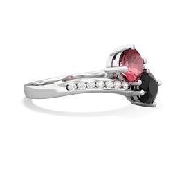 Pink Tourmaline Channel Set Two Stone 14K White Gold ring R5303