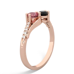 Pink Tourmaline Infinity Pave Two Stone 14K Rose Gold ring R5285