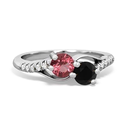 Pink Tourmaline Infinity Pave Two Stone 14K White Gold ring R5285