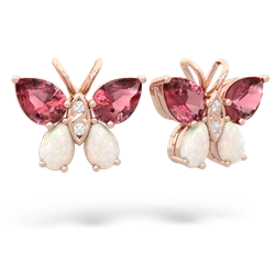 Pink Tourmaline Butterfly 14K Rose Gold earrings E2215