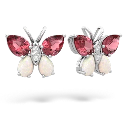 Pink Tourmaline Butterfly 14K White Gold earrings E2215