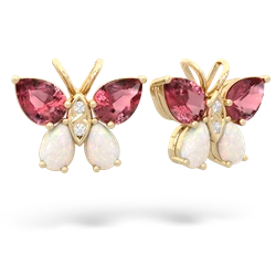 Pink Tourmaline Butterfly 14K Yellow Gold earrings E2215