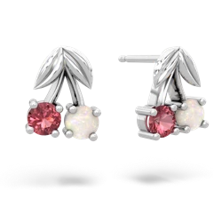 Pink Tourmaline Sweet Cherries 14K White Gold earrings E7001