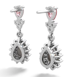 Pink Tourmaline Halo Pear Dangle 14K White Gold earrings E1882