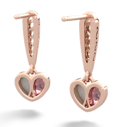 Pink Tourmaline Filligree Heart 14K Rose Gold earrings E5070