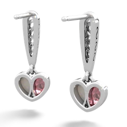 Pink Tourmaline Filligree Heart 14K White Gold earrings E5070