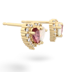 Pink Tourmaline Halo 14K Yellow Gold earrings E7008