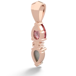 Pink Tourmaline Bowtie Drop 14K Rose Gold pendant P0865