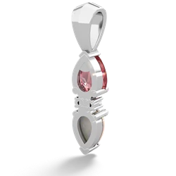 Pink Tourmaline Bowtie Drop 14K White Gold pendant P0865