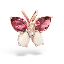 Pink Tourmaline Butterfly 14K Rose Gold pendant P2215