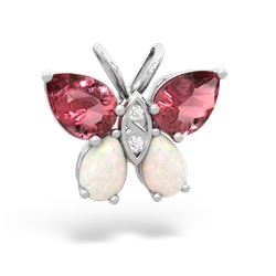 Pink Tourmaline Butterfly 14K White Gold pendant P2215