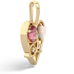 Pink Tourmaline Celtic Trinity Heart 14K Yellow Gold pendant P5331